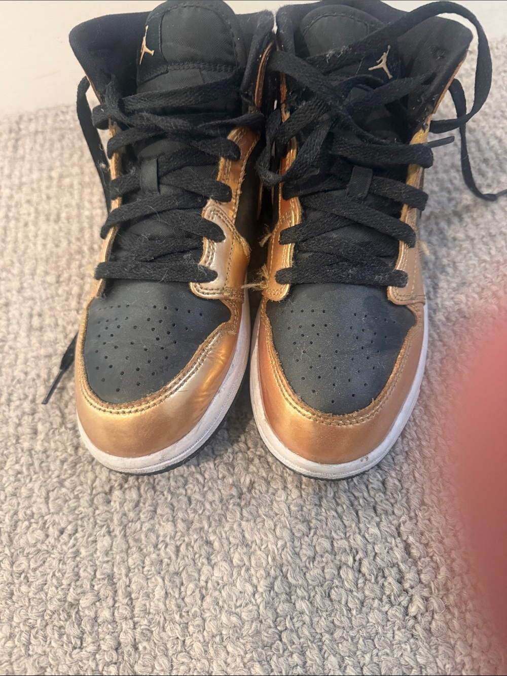 Jordan High-Top Sneakers in Black and Metallic Bronze